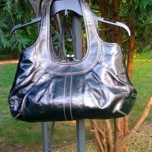 Coach Ergo Pleated Leather Kiss Lock Shoulder Bag, Vintage